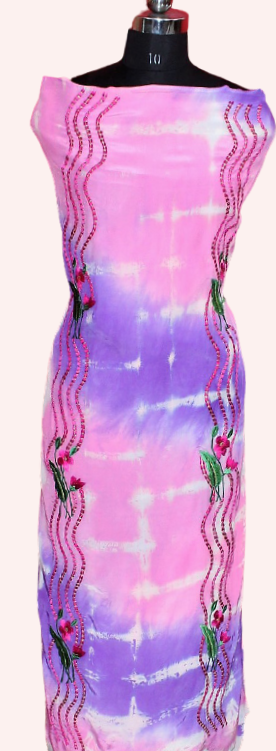 Purple and Pink Tie Dye Suit and Light Pink Dupatta