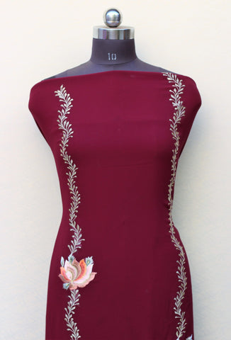 Maroon Full Suit With Light Greay Georgette Chiffon Dupatta