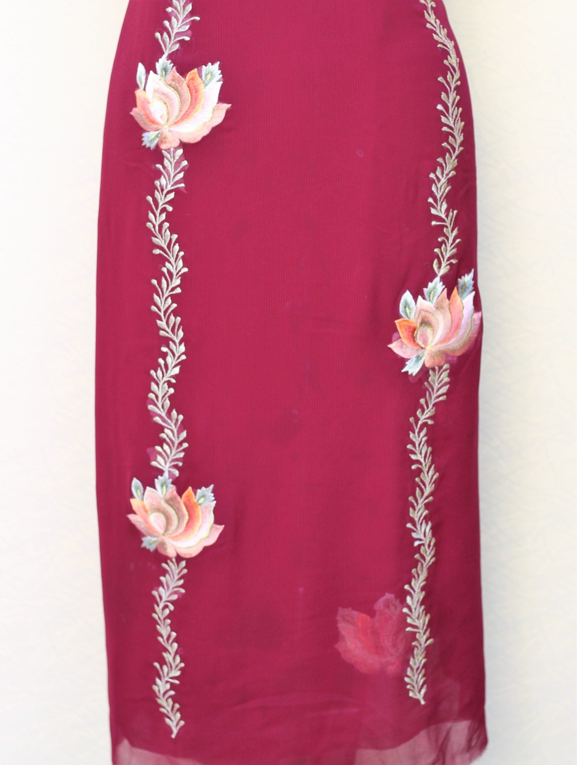 Maroon Full Suit With Light Greay Georgette Chiffon Dupatta