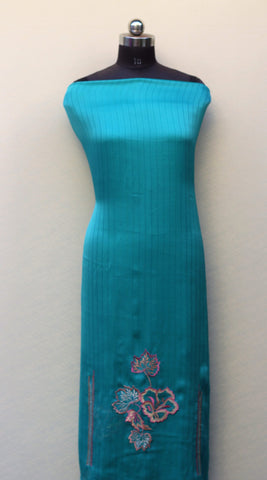 Peacock Firoji Full Suit With Chinon Chiffon Tie Dye Dupatta