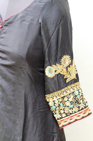 Black Full Suit With Chinon Chiffon Dupatta