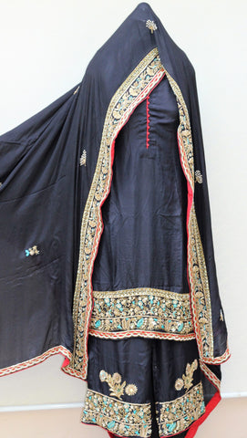 Black Full Suit With Chinon Chiffon Dupatta