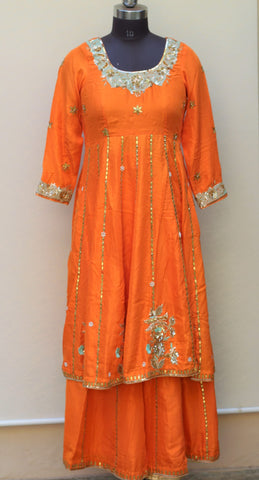 Orange Full Suit With Same Colour Chinon Chiffon Dupatta