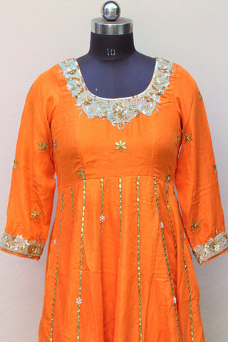 Orange Full Suit With Same Colour Chinon Chiffon Dupatta