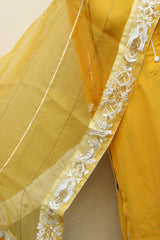 Mustard Yellow Full Suit With Same Colour Organza Dupatta