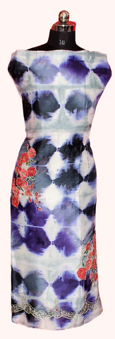 Blue Tie Dye Full Suit With Chinon Chiffon Duapatta