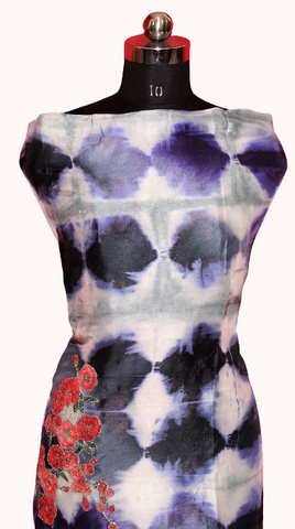 Blue Tie Dye Full Suit With Chinon Chiffon Duapatta