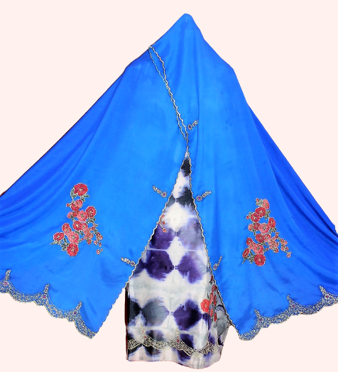 Blue Tie Dye Full Suit With Chinon Chiffon Duapatta