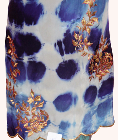 Blue Tie Dye Full Suit With Double Dye Tabbi Silk Dupatta