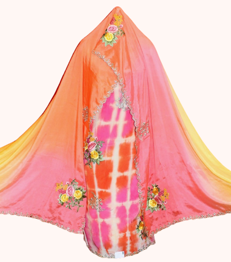 Pink and Rust Tie Dye Full Suit With Chinon Chiffon Tie Dye Dupatta