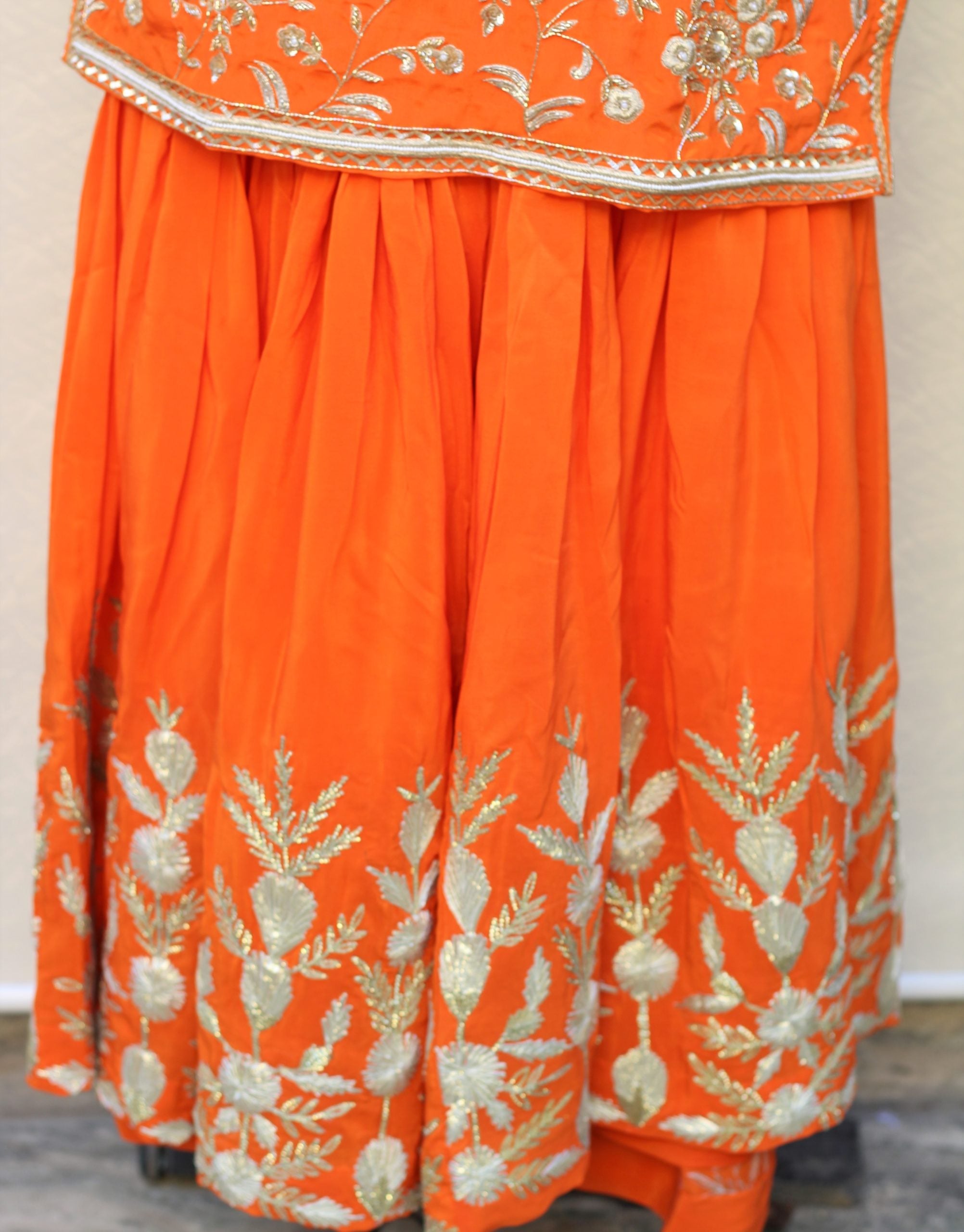 Orange Garara Suit With Chinon Chiffon Dupatta
