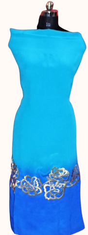 Firoji and Blue Double Dye Full Suit With Chinon Chiffon Double Dye Dupatta
