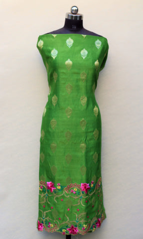 Mehndi Green Full Suit With Tabbi Silk Dupatta