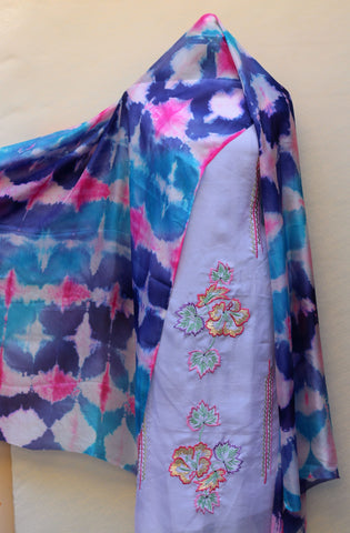 Light Purple Full Suit With Tabbi Silk Tie Dye Dupatta