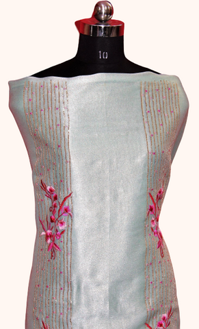 Light Sky Full Suit With Chinon Chiffon Tie Dye Dupatta