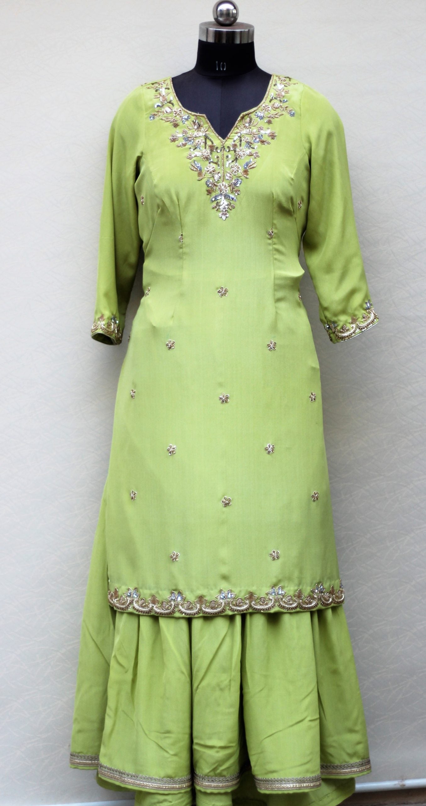 Pista Green Sharara Full Suit With Organza Dupatta Aman Sandhu Boutique Pista Green Sharara Full Suit With Organza Dupatta Aman Sandhu Boutique