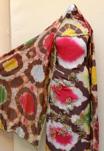 Tie and Dye Full Suit With Tabbi Silk Tie Dye Dupatta