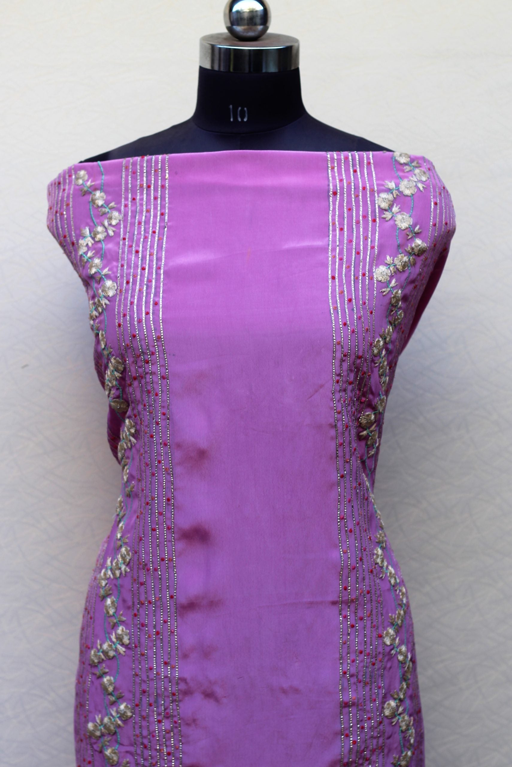 Purple Pink Full Suit With Tabbi Silk Tie Dye Dupatta