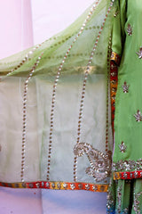 Mehndi Green Garara Suit With Organza Dupatta