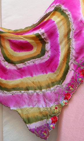 Pink Tie Dye Chinon Chiffon Dupatta