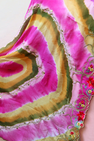 Pink Tie Dye Chinon Chiffon Dupatta