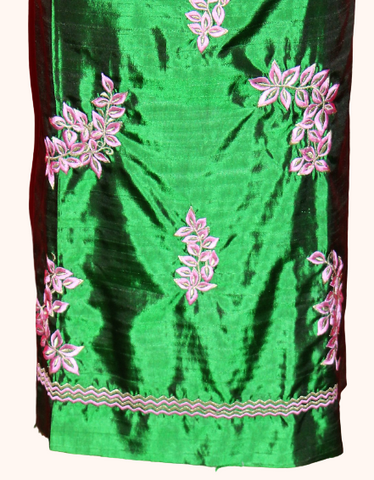 Green Full Suit With Lavender Georgette Chiffon and Net Mix Dupatta