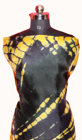 Mustard and Black Tie Dye Full Suit With Firoji Chinon Chiffon Dupatta