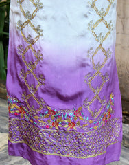 Greay and Purple Double Dye Full Suit With Chinon Chiffon Tie Dye Dupatta