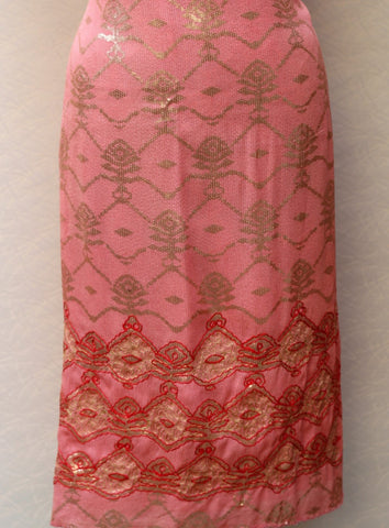 Peach Gajari Full Suit With Organza Tie Dye Dupatta