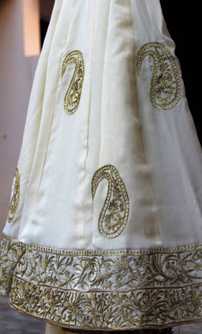 Cream Colour Dress With Wine Velvet Shawl