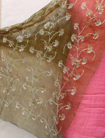 Brownish Mehndi Colour Organza Dupatta