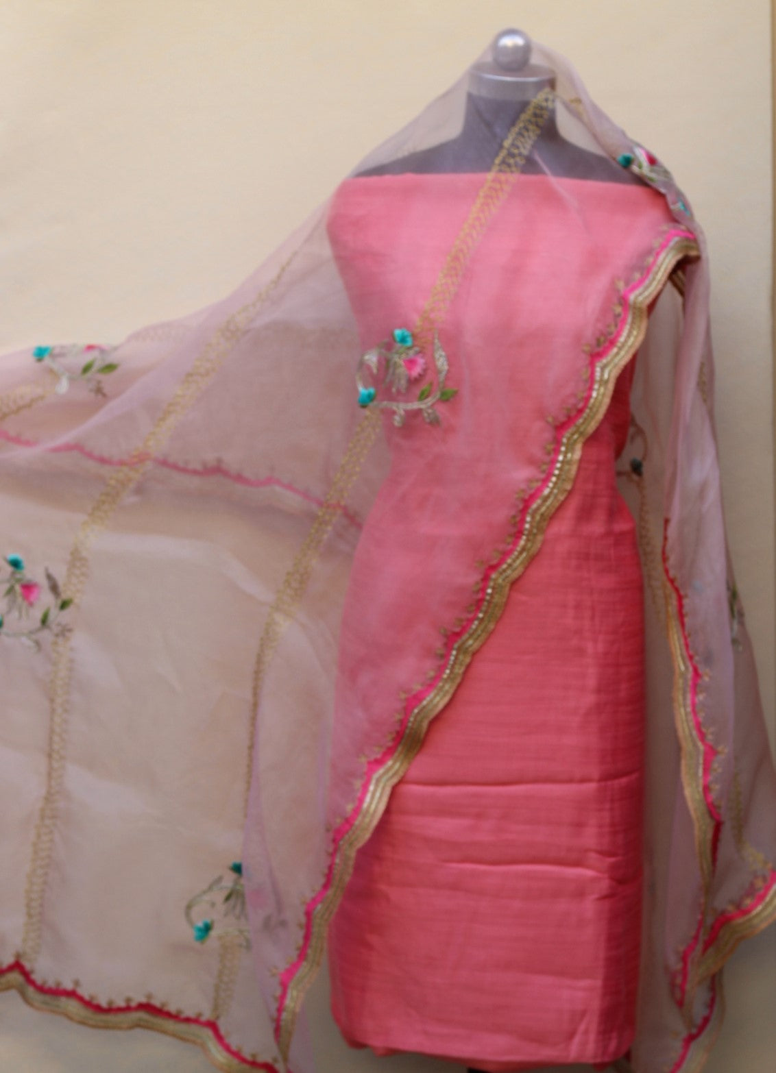 Rose Gold Organza Dupatta