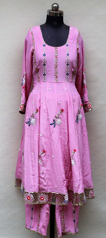 Pink Full Suit With Organza Dupatta