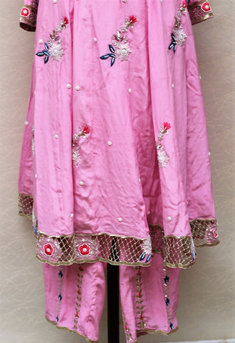 Pink Full Suit With Organza Dupatta