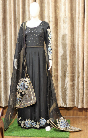Black Lehenga Choli With Organza Dupatta