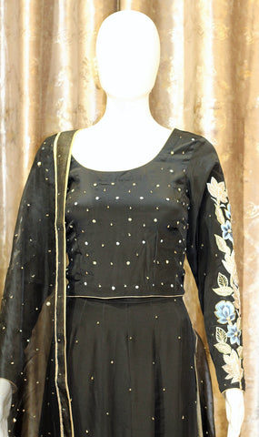 Black Lehenga Choli With Organza Dupatta