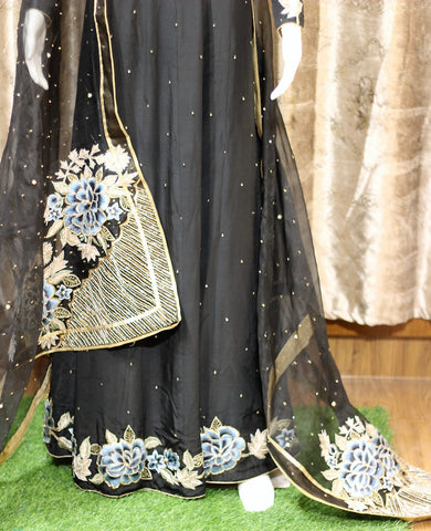 Black Lehenga Choli With Organza Dupatta