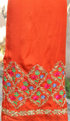 Rust Full Suit With Blueish Greay Dupatta