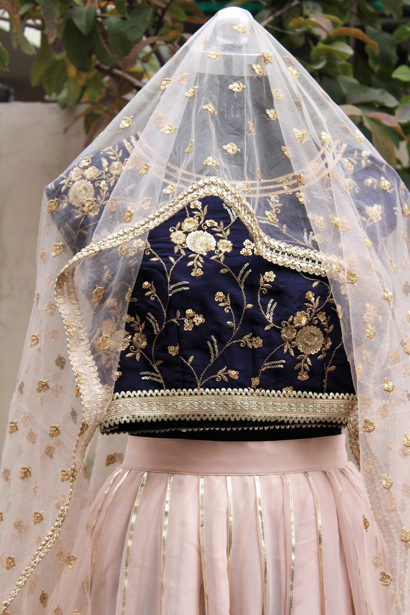 Navy Blue and Rose Gold Lehenga Choli Dress With Net Dupatta Aman Sandhu Boutique Navy Blue and Rose Gold Lehenga Choli Dress With Net Dupatta Aman Sandhu Boutique