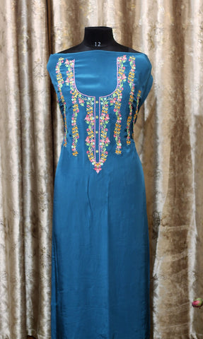 Peacock Blue Full Suit With Tabbi Silk Tie Dye Dupatta
