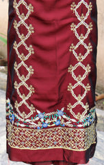 Maroon Full Suit With Blueish Greay Dupatta