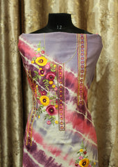 Purple Tie and Dye Full Suit With Lines Georgette Dupatta