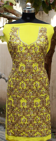 Lemon Green Full Suit With Same Colour Dupatta