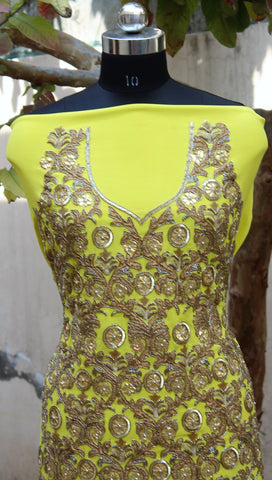Lemon Green Full Suit With Same Colour Dupatta