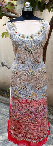 Double Dye Full Suit With Red Dupatta
