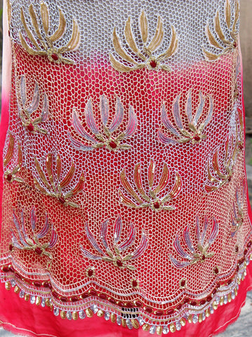 Double Dye Full Suit With Red Dupatta