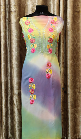 Tie Dye Full Suit With Organza Dupatta