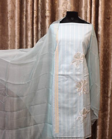 Light Sky Full Suit With Chanderi Kota Dupatta