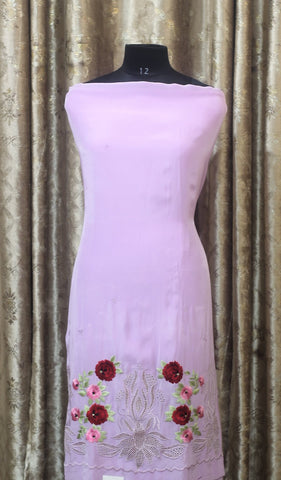 Lavender Full Suit With Organza Dupatta-1261