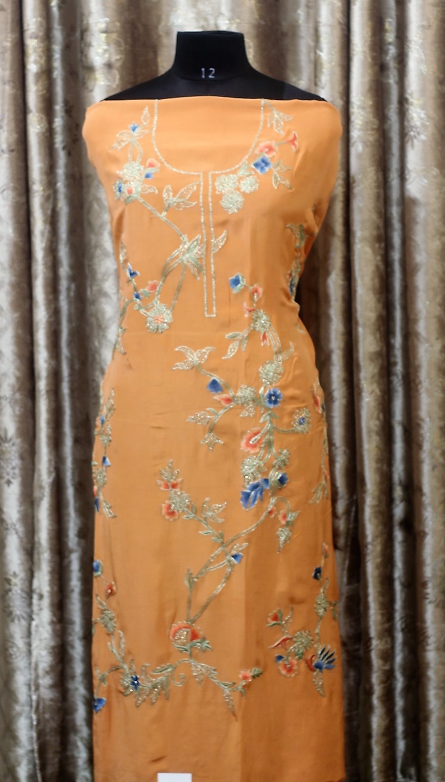 Peach Orange Full Suit With Tabbi Silk Tie Dye Dupatta-1262